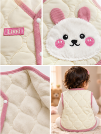 Baby Ultra-Soft Quilted Winter Waistcoat Unisex with Cute Animal Patch