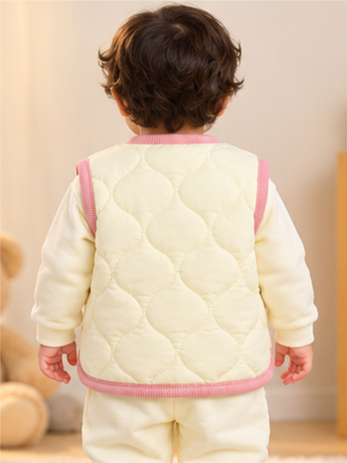 Baby Ultra-Soft Quilted Winter Waistcoat Unisex with Cute Animal Patch