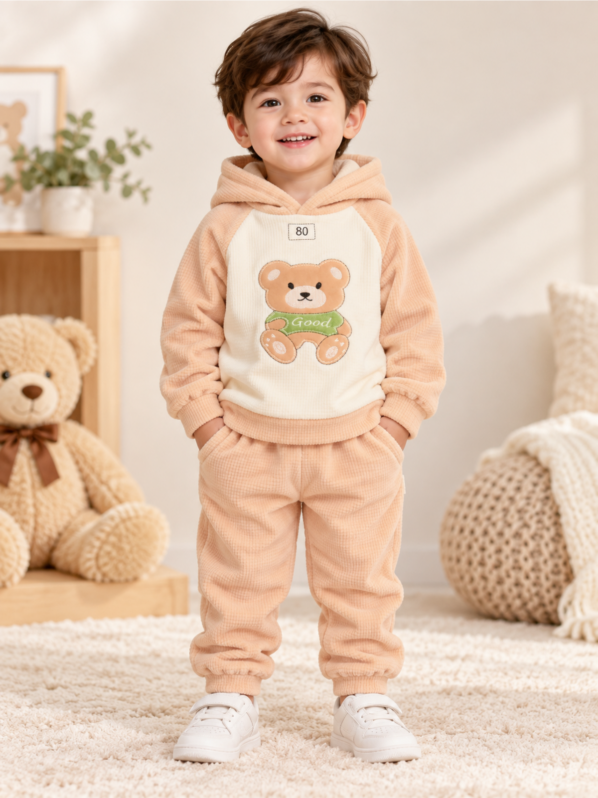 Baby Plush Feel Hooded Winter Set for Boys & Girls