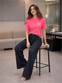 Solid Hot Pink Street Style Graphic T-Shirt