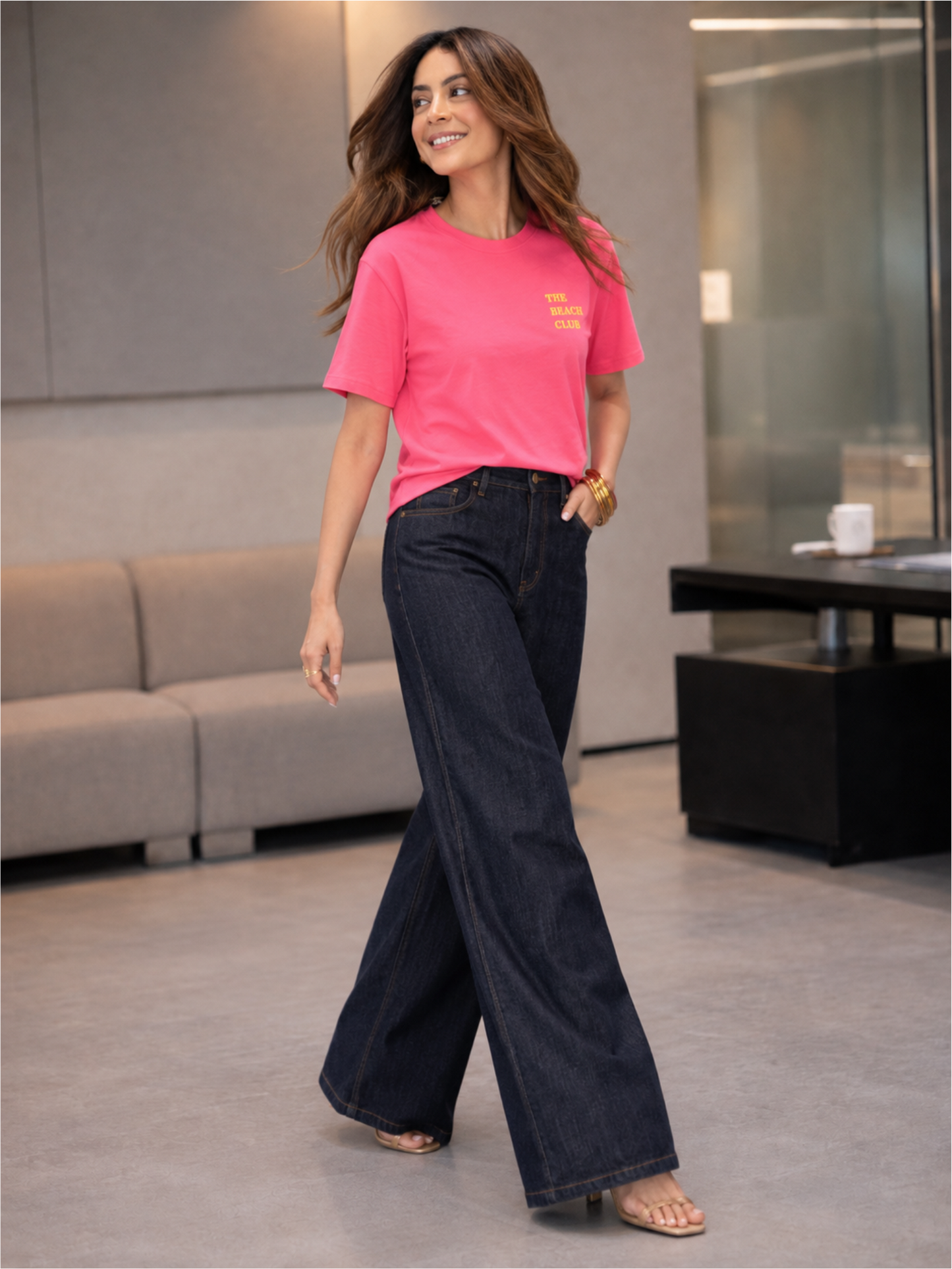 Solid Hot Pink Street Style Graphic T-Shirt