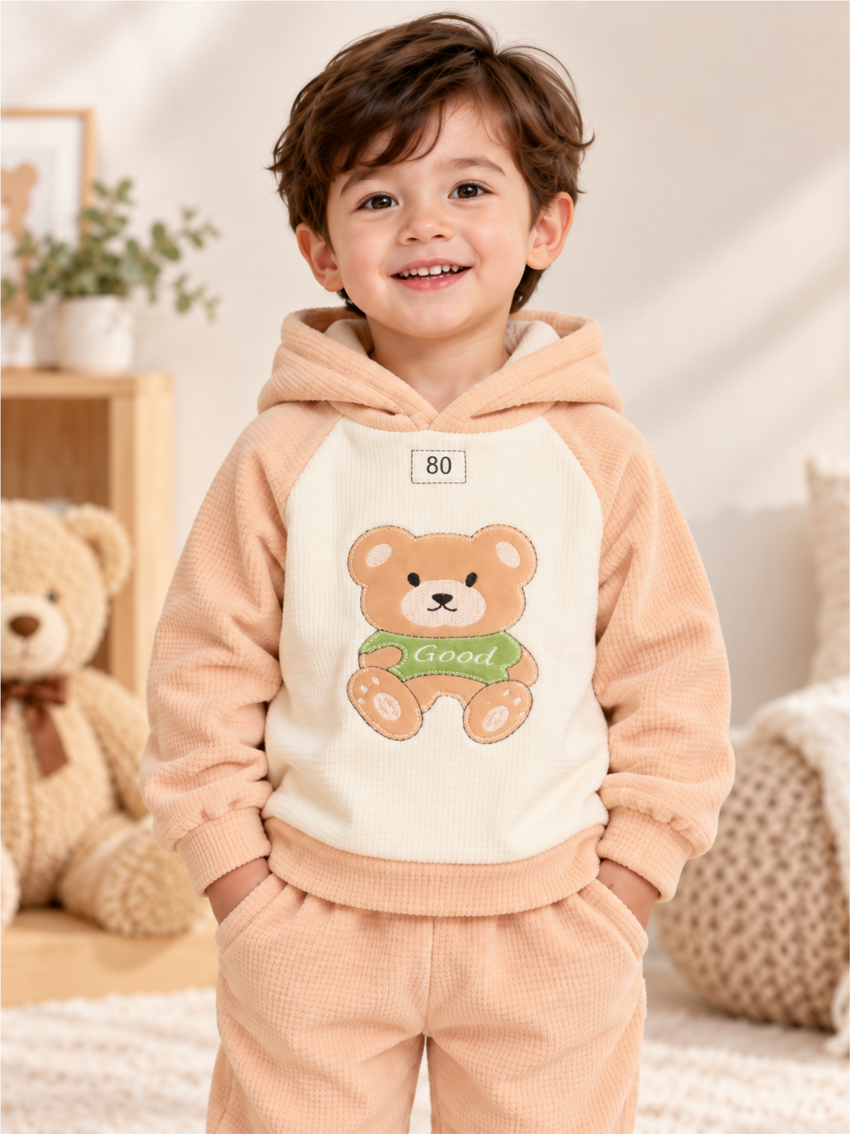 Baby Plush Feel Hooded Winter Set for Boys & Girls