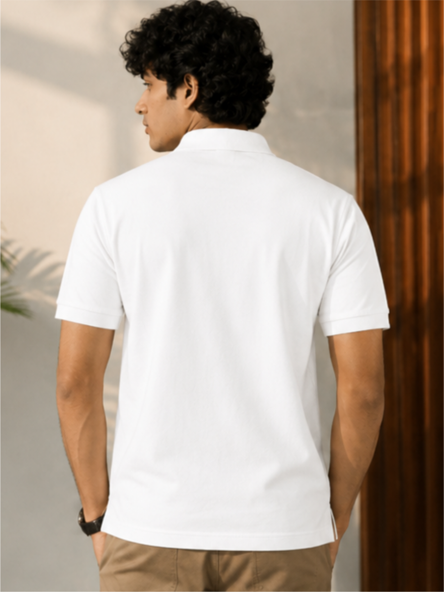 Men's Matty Polo Neck with Packet Half Slivees T-Shirt, White