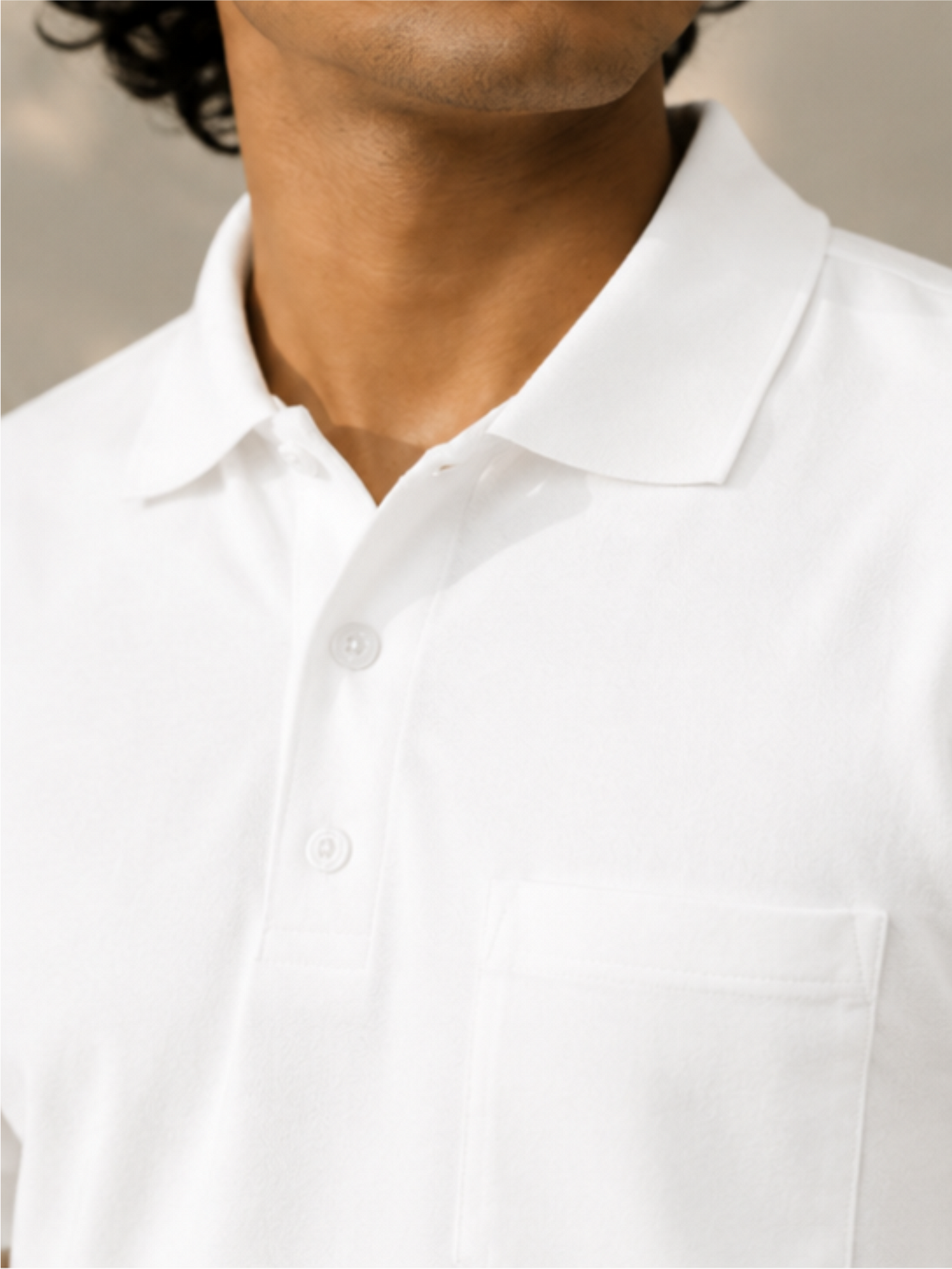 Men's Matty Polo Neck with Packet Half Slivees T-Shirt, White