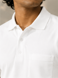 Men's Matty Polo Neck with Packet Half Slivees T-Shirt, White