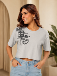 Stylish Floral Graphic Casual Wear Crop Top