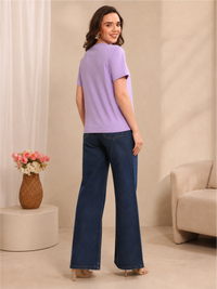 Solid Lavender Everyday Round-Neck T-Shirt