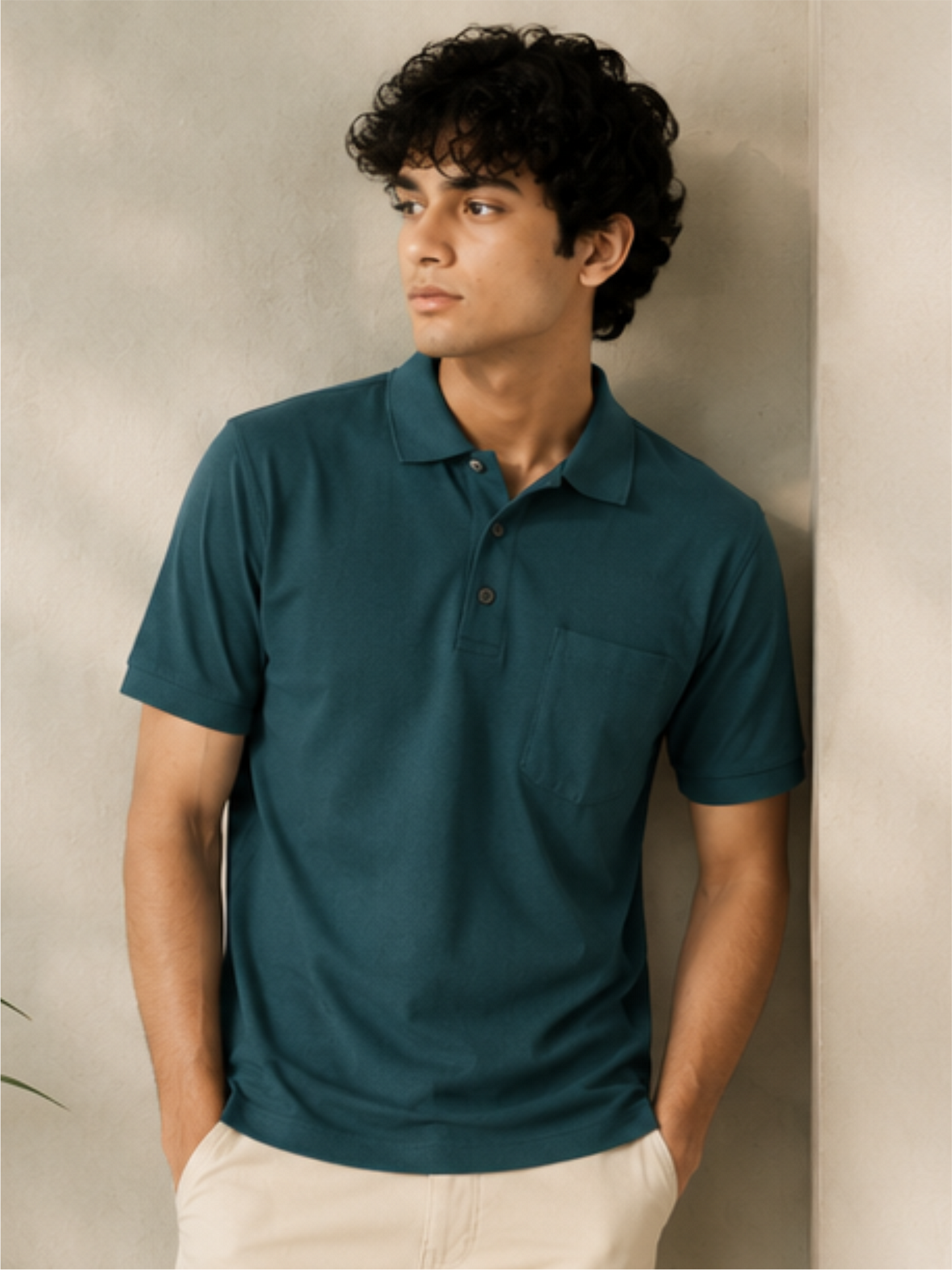 Men's Premium & Polo Neck Half Sleeves Plain with Pocket, Teal Green