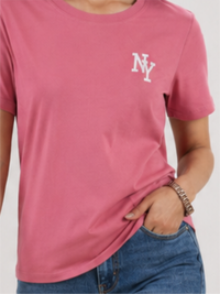 Round-Neck Printed T-Shirt with Front NY Print