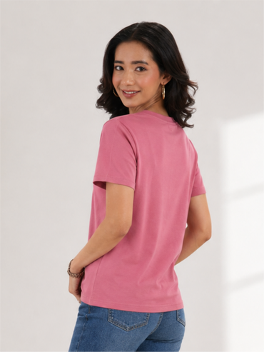Round-Neck Printed T-Shirt with Front NY Print