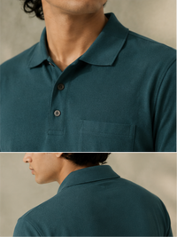 Men's Premium & Polo Neck Half Sleeves Plain with Pocket, Teal Green