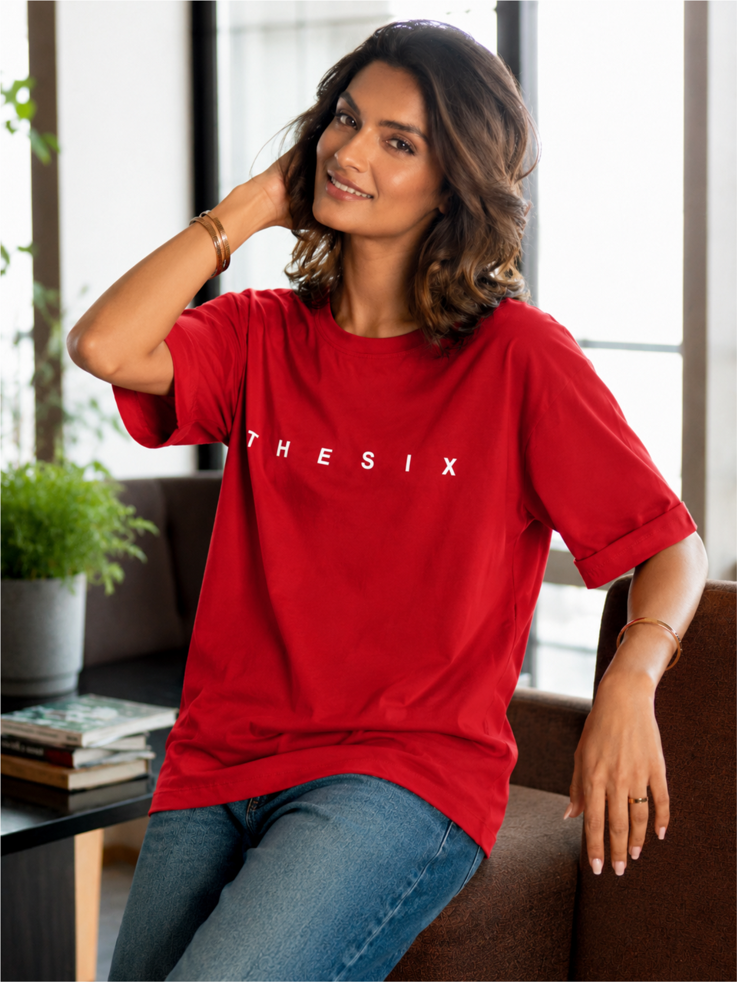 Solid Cotton Oversized Drop Shoulder Round Neck T-Shirt