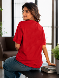 Solid Cotton Oversized Drop Shoulder Round Neck T-Shirt