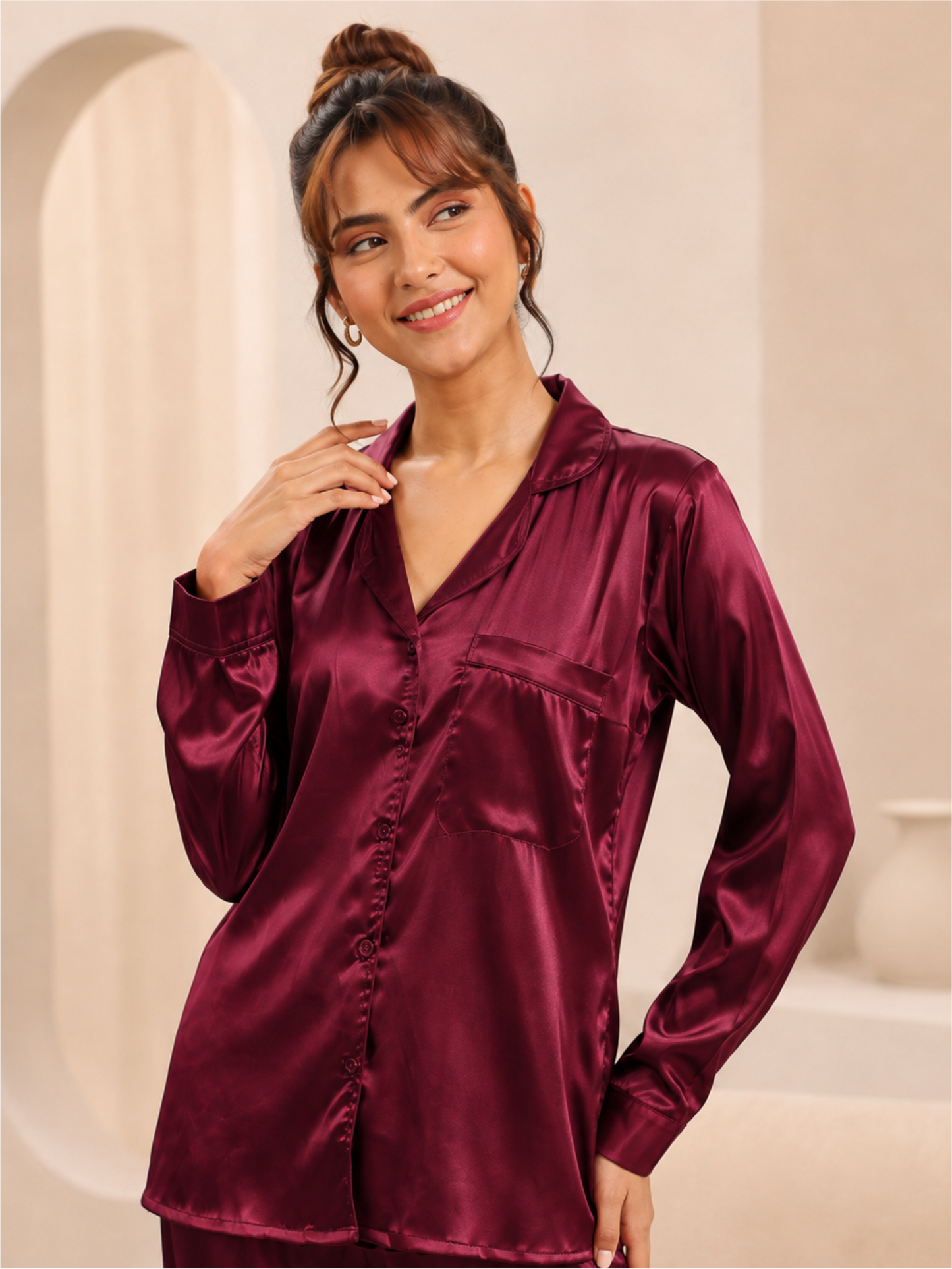 Silky Soft Satin Night Suit with Comfortable Pyjama
