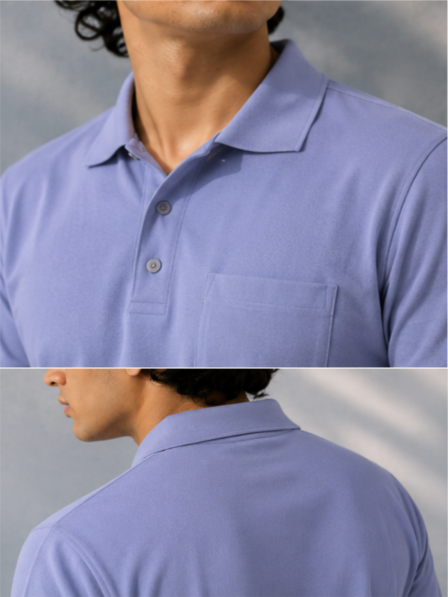 Men's Premium & Polo Neck Half Sleeves Plain with Pocket, Denim Blue