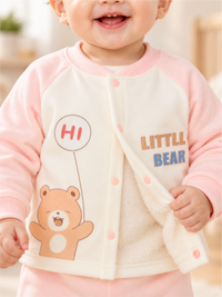 Baby Snug Winter Top Pant Set with Cute Bear Print