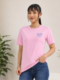Casual T-Shirt with Malibu Beach Front Print