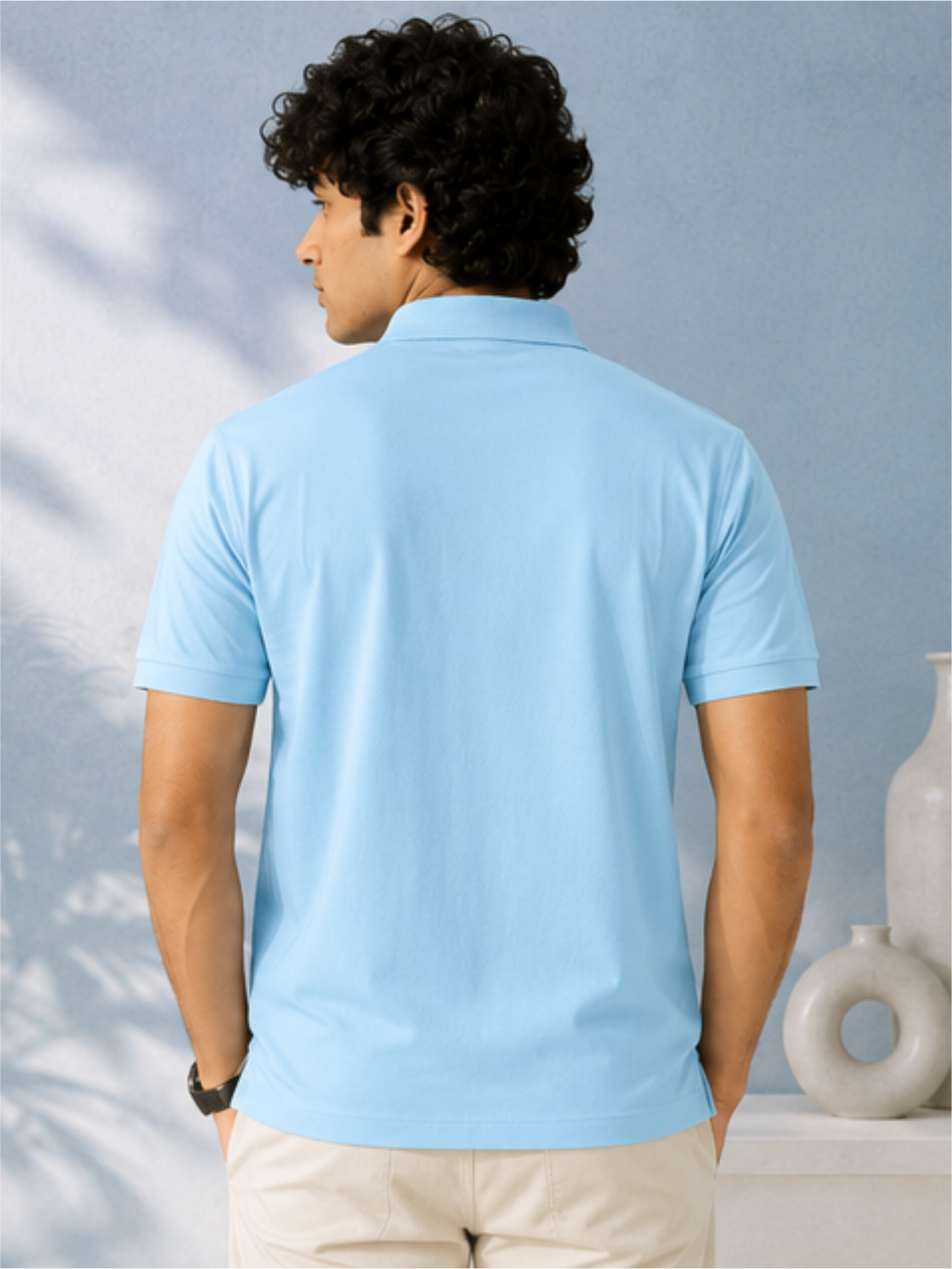 Men's Premium & Polo Neck Half Sleeves Plain with Pocket, Sku Blue