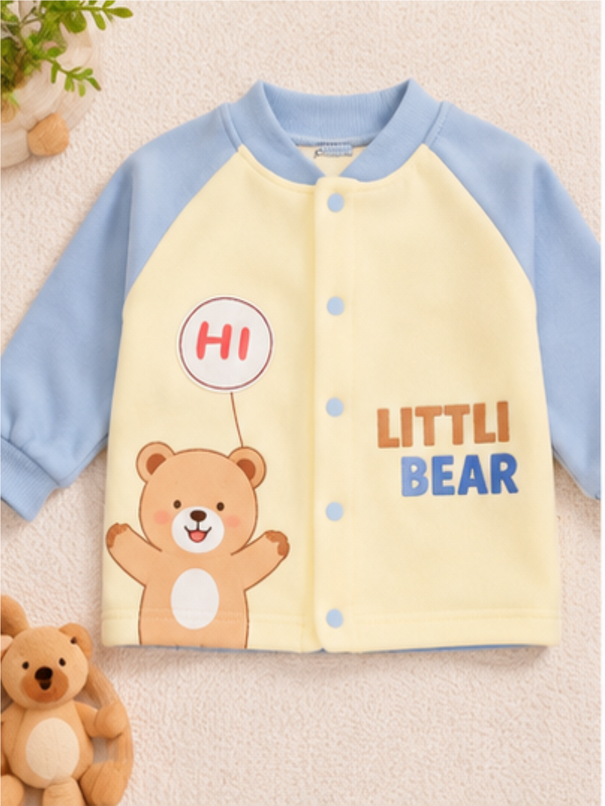 Baby Snug Winter Top Pant Set with Cute Bear Print