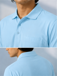 Men's Premium & Polo Neck Half Sleeves Plain with Pocket, Sku Blue