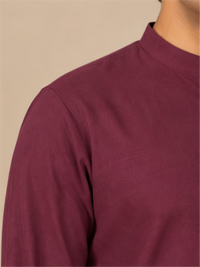 Men Solid Regular Straight Kurta with Bottom, Wine