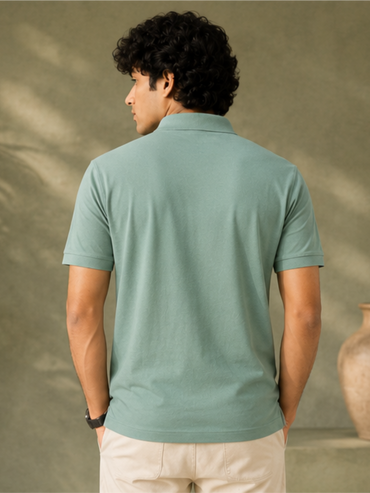 Men's Matty Polo Neck with Packet Half Slivees T-Shirt, Aqua