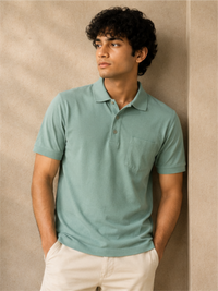 Men's Matty Polo Neck with Packet Half Slivees T-Shirt, Aqua