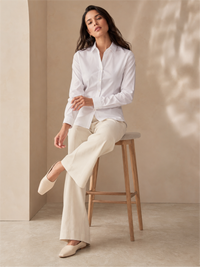 White Regular Fit Long Sleeve Formal Shirt Women