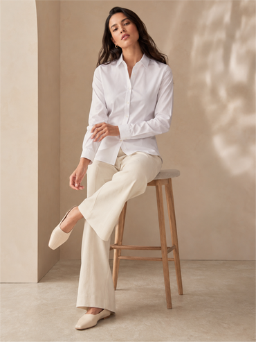 White Regular Fit Long Sleeve Formal Shirt Women