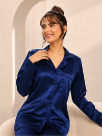 Stylish Satin Night Suit with Full Sleeve Top & Pyjama