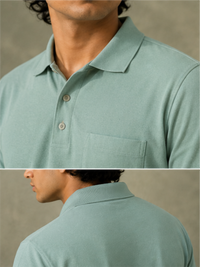 Men's Matty Polo Neck with Packet Half Slivees T-Shirt, Aqua