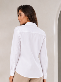 White Regular Fit Long Sleeve Formal Shirt Women