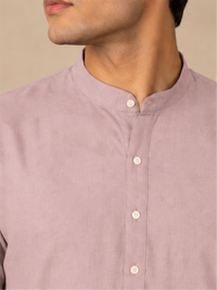 Men Solid Regular Straight Kurta with Bottom, Lavender
