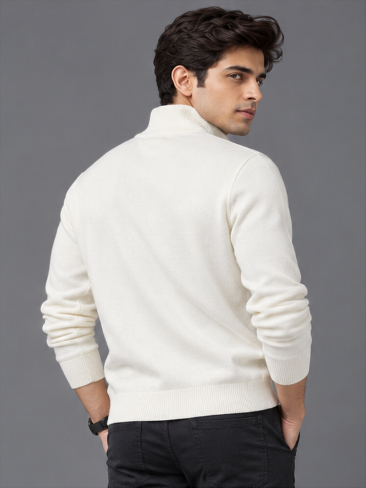 Smart Quarter-Zip Modern Winter Knit Pullover