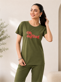Soft Cotton Printed T-Shirt with Matching Pyjama Lounge & Sleepwear Set
