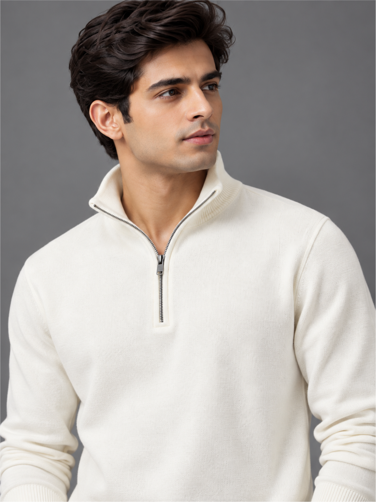 Smart Quarter-Zip Modern Winter Knit Pullover