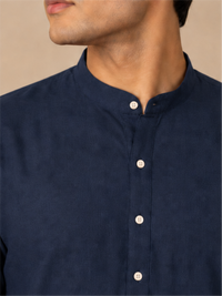 Men Solid Regular Straight Kurta with Bottom, Blue