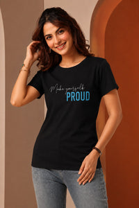 Women's Black Printed Round Neck Cotton Graphic T-Shirt