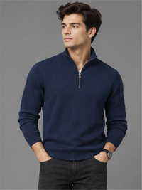 Smart Quarter-Zip Modern Winter Knit Pullover
