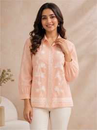 Elegant Peach Embroidered Women’s Top
