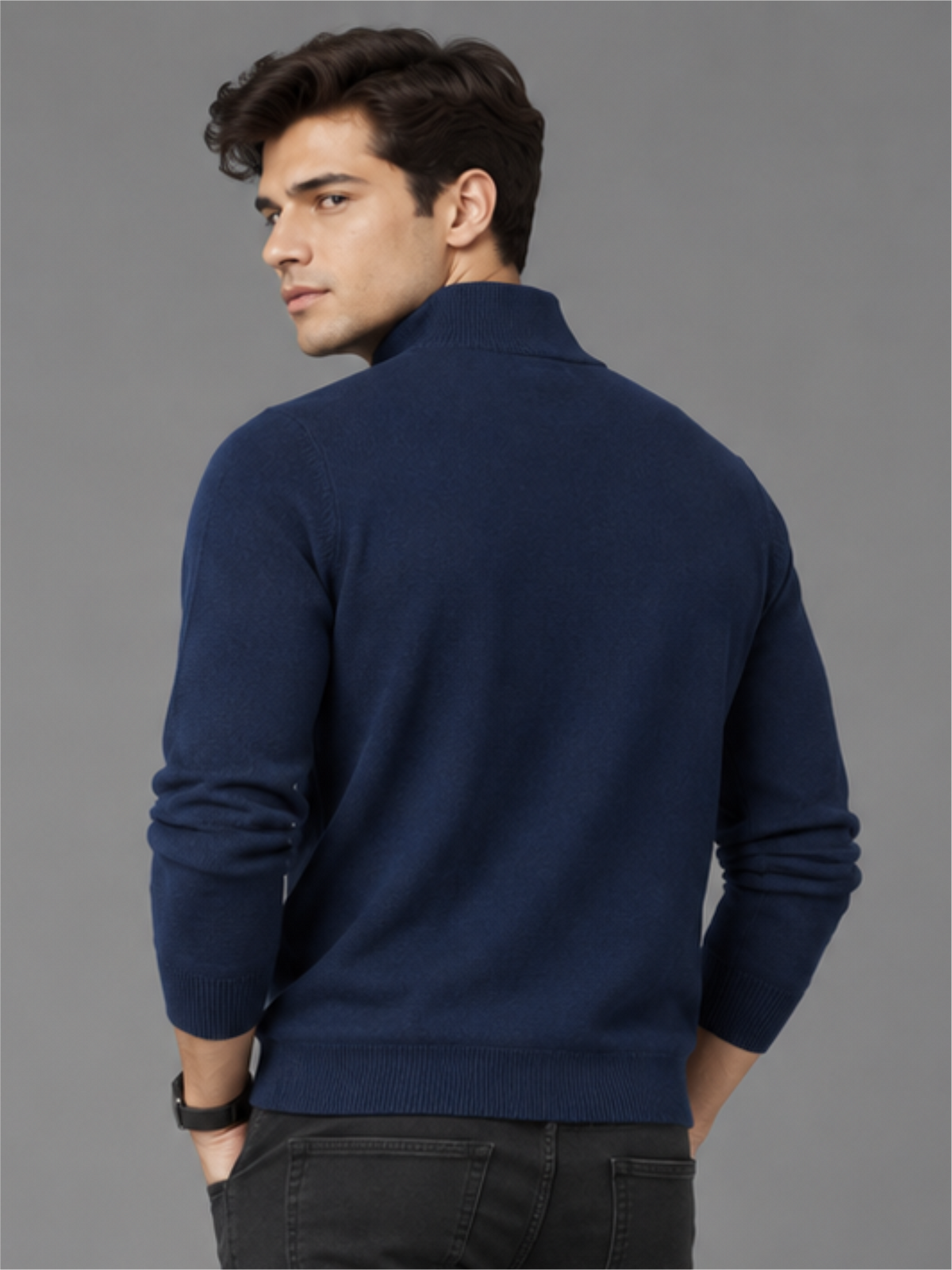 Smart Quarter-Zip Modern Winter Knit Pullover
