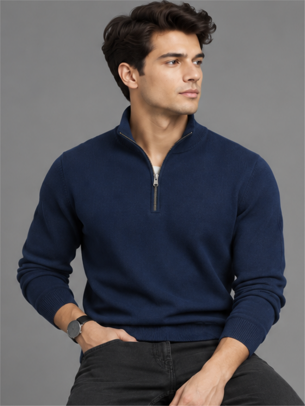 Smart Quarter-Zip Modern Winter Knit Pullover