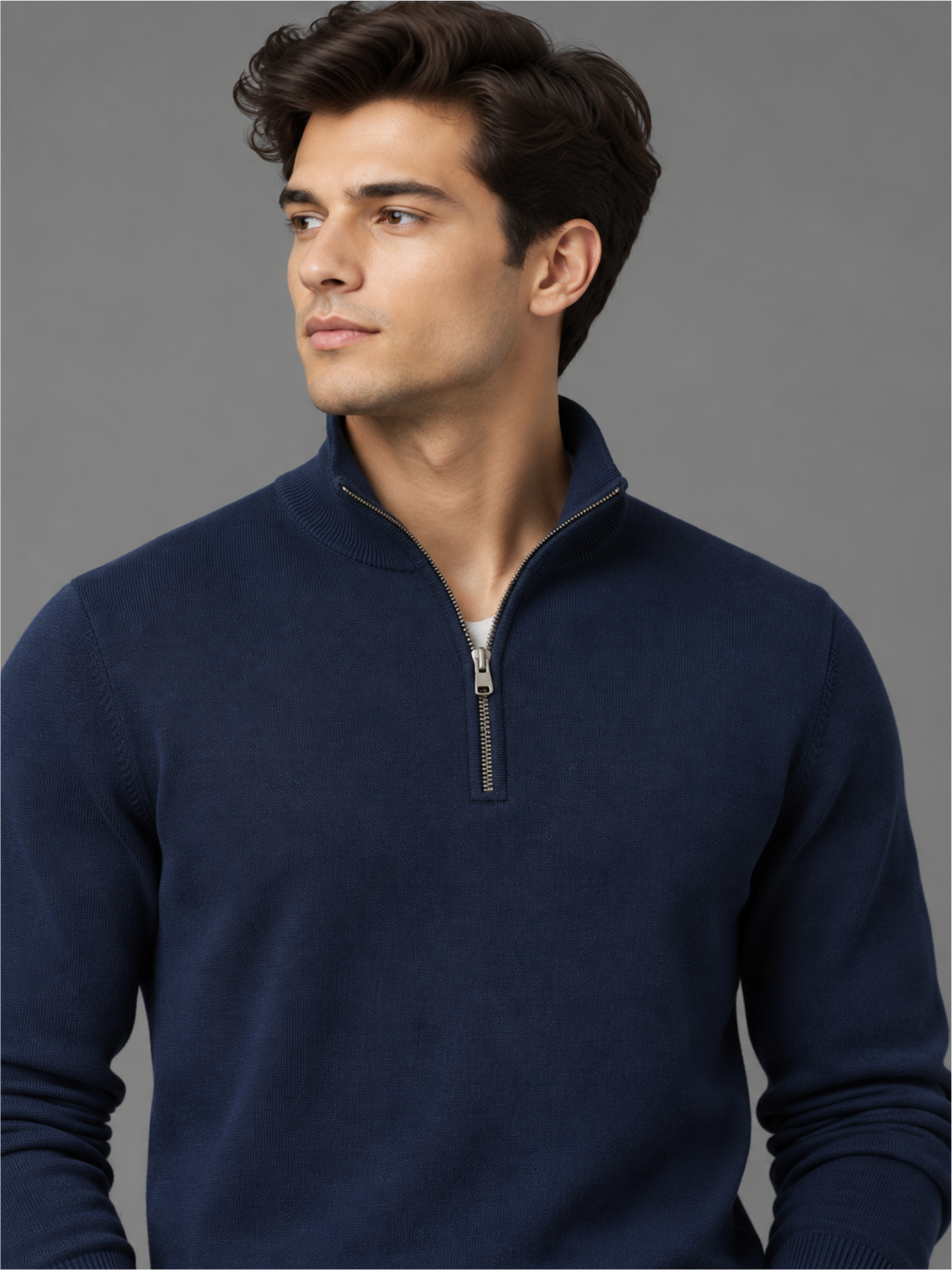 Smart Quarter-Zip Modern Winter Knit Pullover