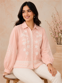 Elegant Peach Embroidered Women’s Top