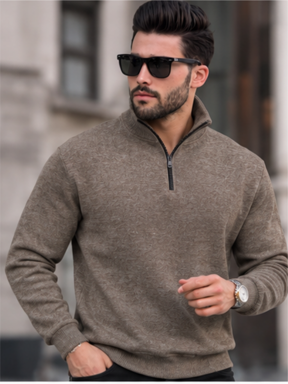 Smart Quarter-Zip Modern Winter Knit Pullover