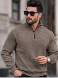 Smart Quarter-Zip Modern Winter Knit Pullover