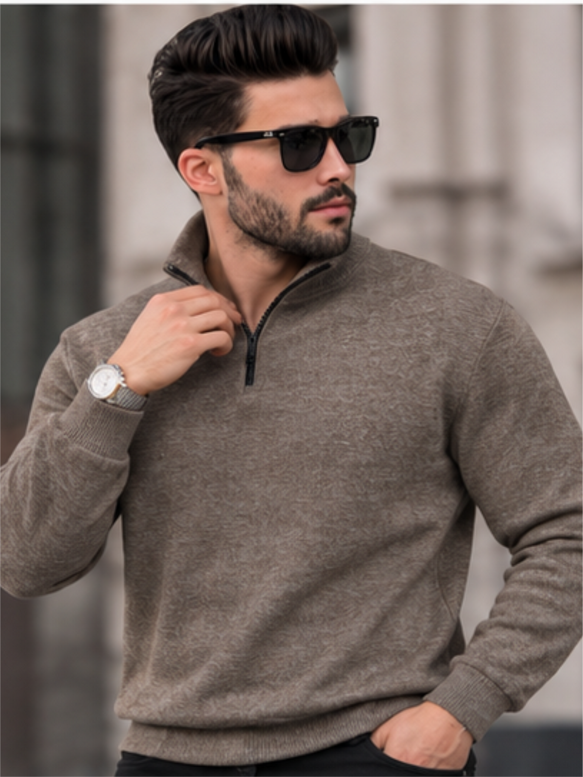 Smart Quarter-Zip Modern Winter Knit Pullover