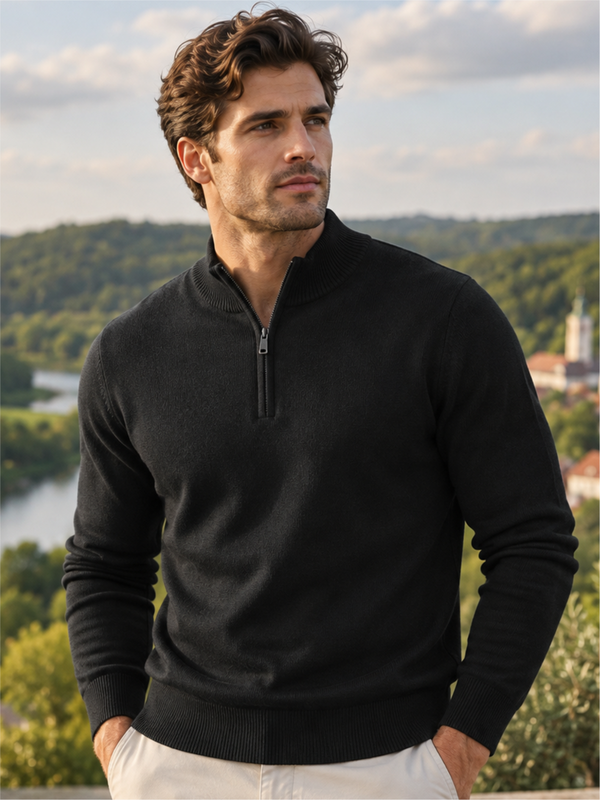 Smart Quarter-Zip Modern Winter Knit Pullover
