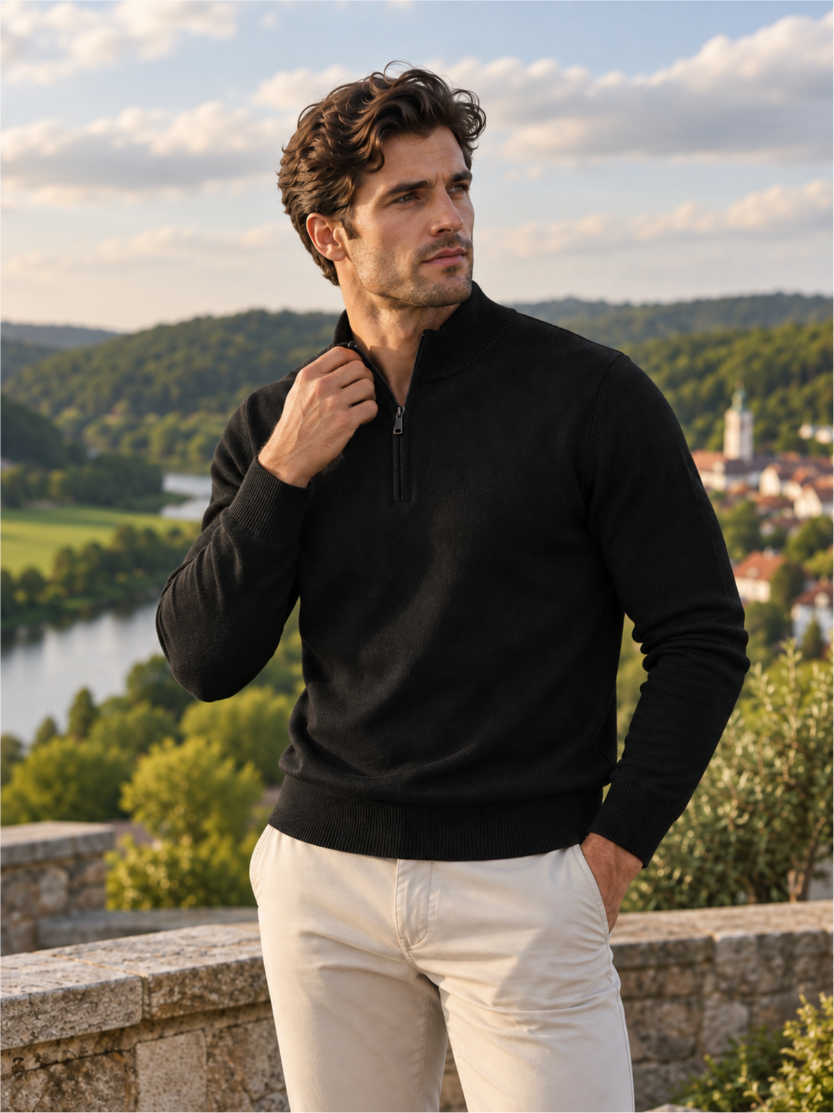 Smart Quarter-Zip Modern Winter Knit Pullover