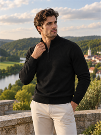Smart Quarter-Zip Modern Winter Knit Pullover